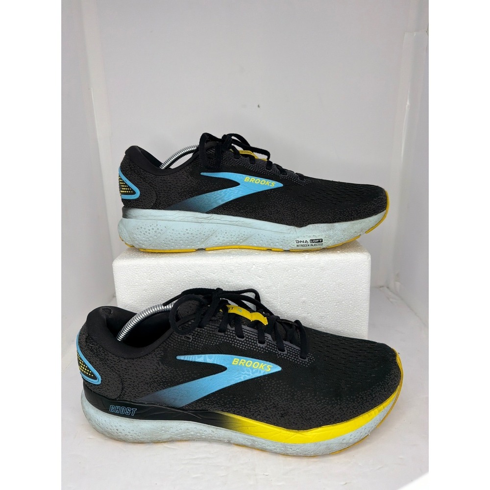 Brooks Ghost 16 Mens Running Shoes Black Blue Yellow 1104181D029 size 12